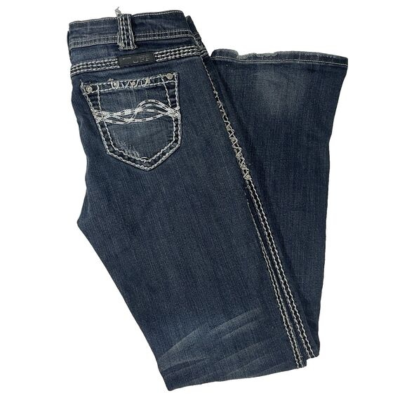 Y2k Mcbling Cowgirl Tuff Co Bootcut Denim Jeans Indigo Blue Women’s Size 28 x 33 - Picture 1 of 16